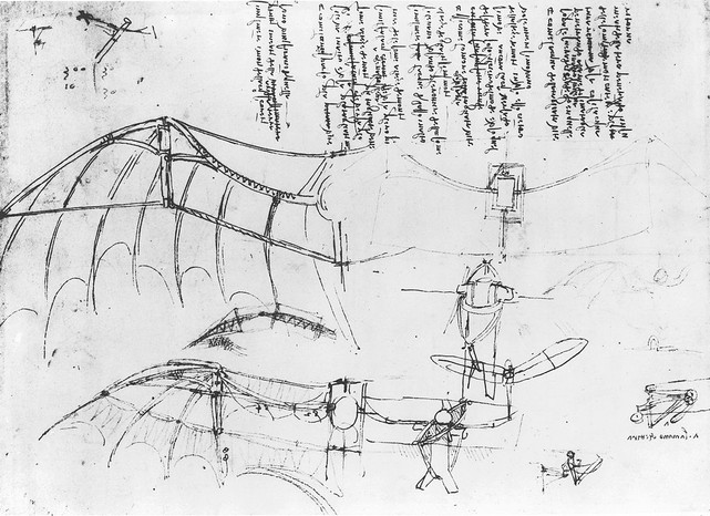 Designul lui Leonardo da Vinci pentru aeronave cu aripi fixe